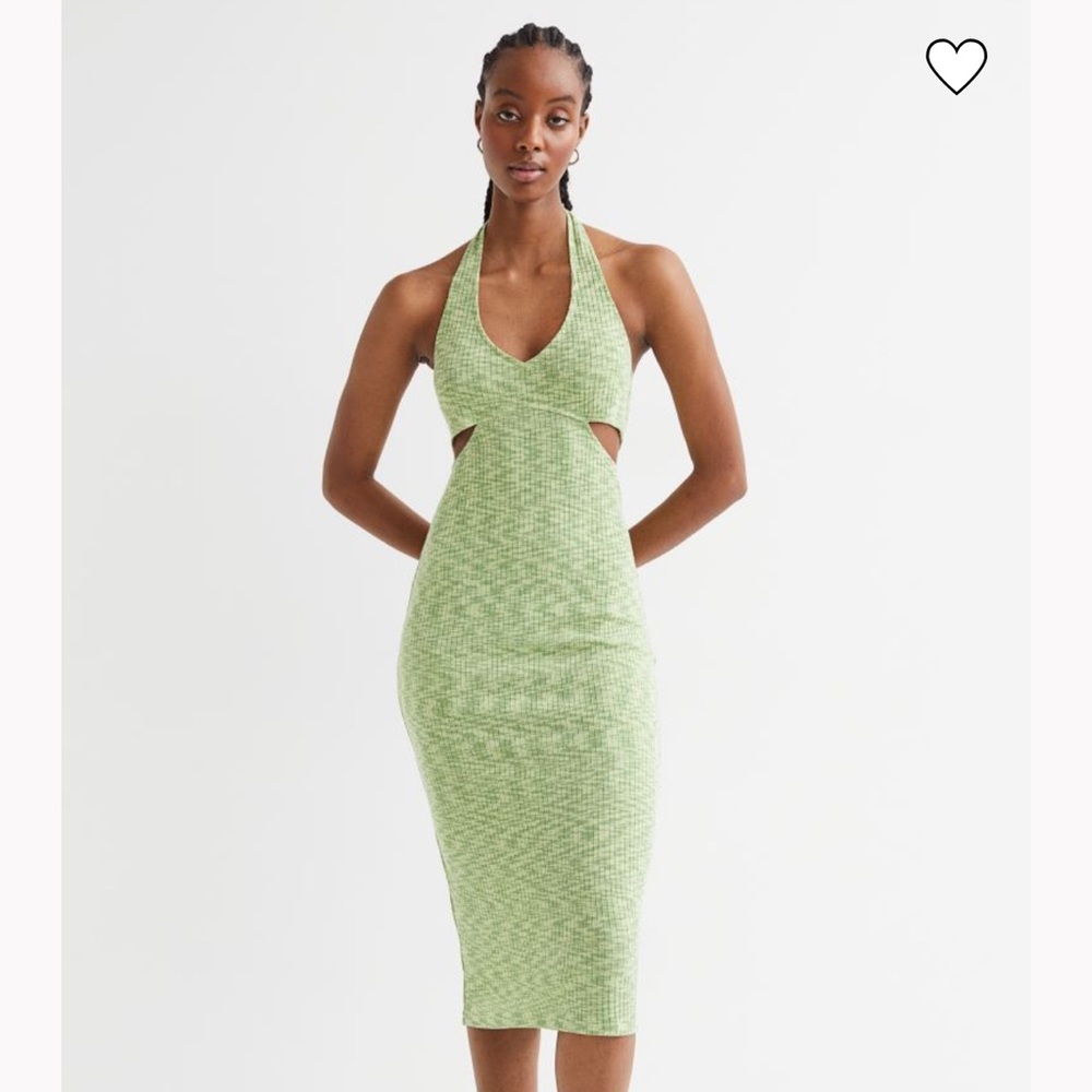 H&M green knit midi dress